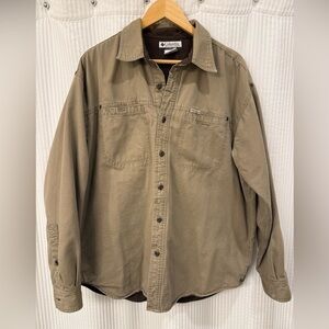 Columbia Khaki lined Long Sleeve Jacket Shirt, size Medium